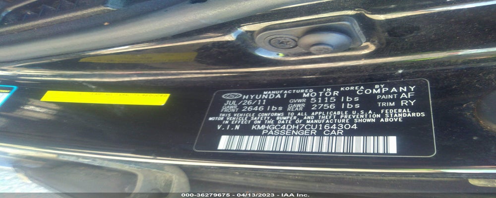 KMHGC4DH7CU164304 2012 HYUNDAI GENESIS photo no. 9