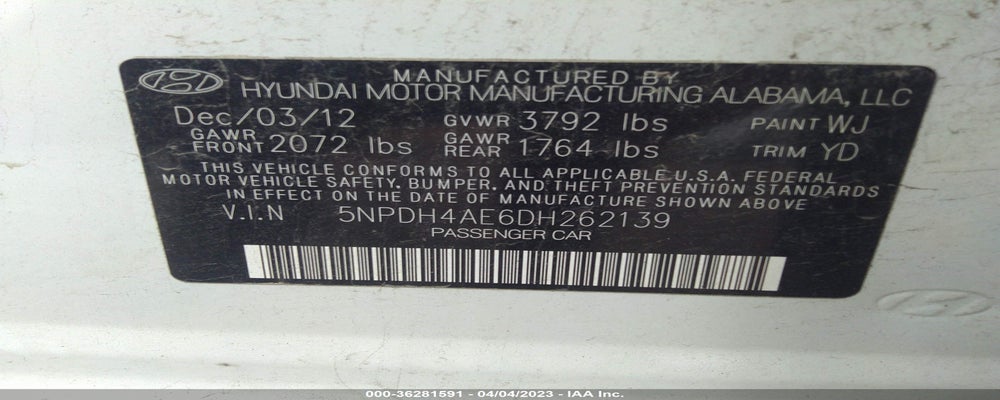 5NPDH4AE6DH262139 2013 HYUNDAI ELANTRA photo no. 9