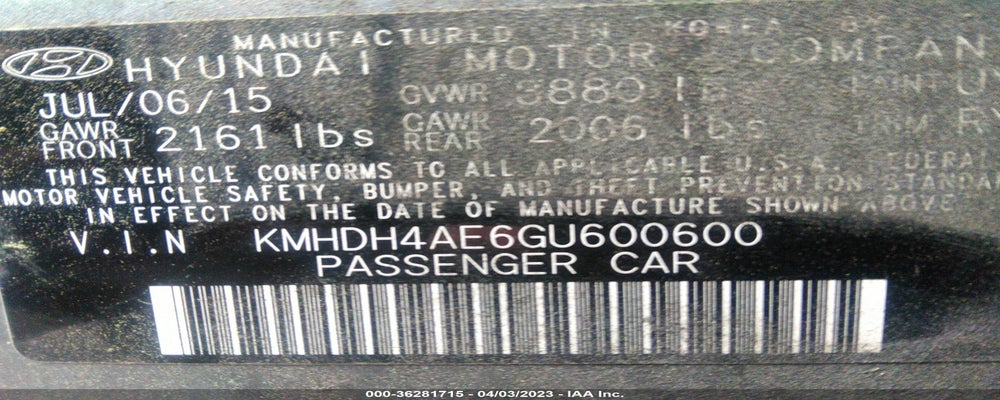 KMHDH4AE6GU600600 2016 HYUNDAI ELANTRA photo no. 9