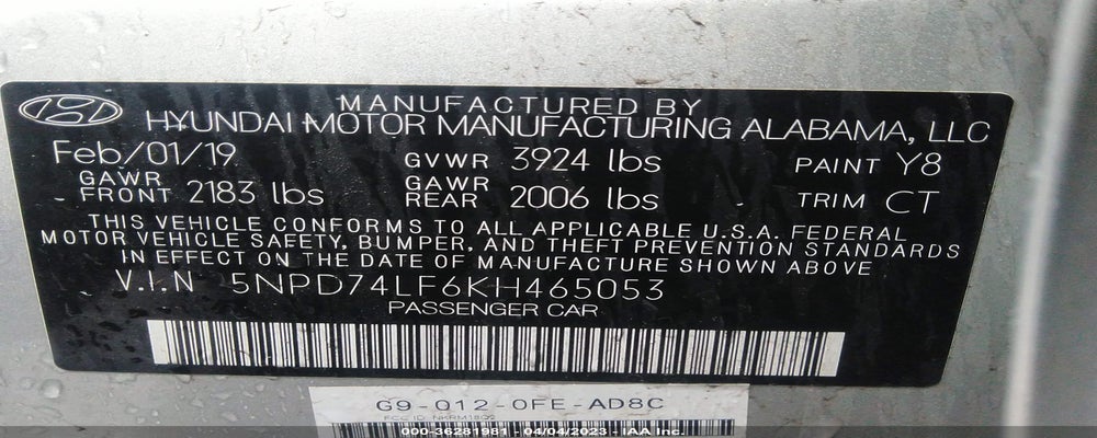 5NPD74LF6KH465053 2019 HYUNDAI ELANTRA photo no. 9