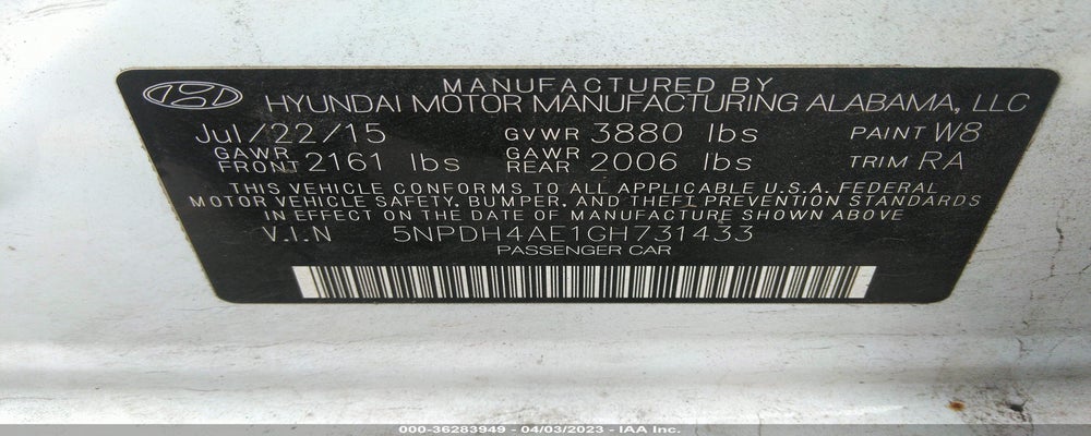 5NPDH4AE1GH731433 2016 HYUNDAI ELANTRA photo no. 9