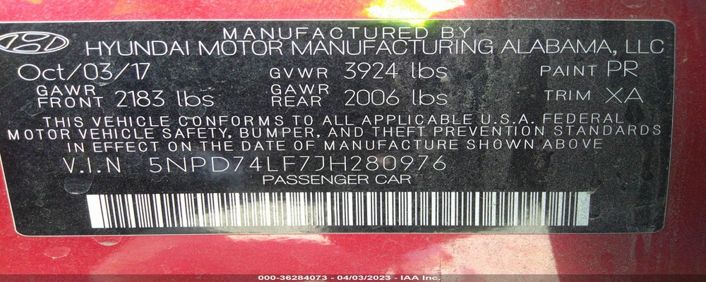 5NPD74LF7JH280976 2018 HYUNDAI ELANTRA photo no. 9