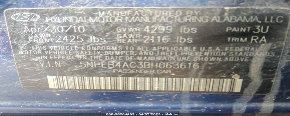5NPEB4AC3BH063616 2011 HYUNDAI SONATA photo no. 9