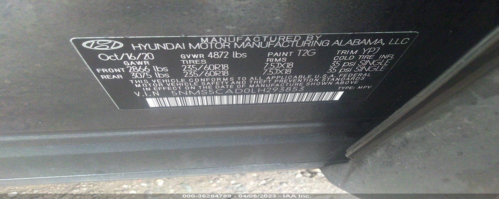 5NMS5CAD0LH293853 2020 HYUNDAI SANTA FE photo no. 9