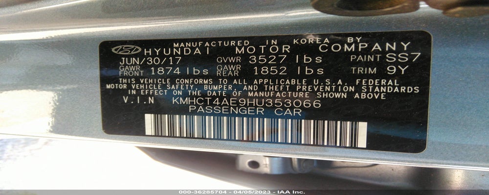 KMHCT4AE9HU353066 2017 HYUNDAI ACCENT photo no. 9