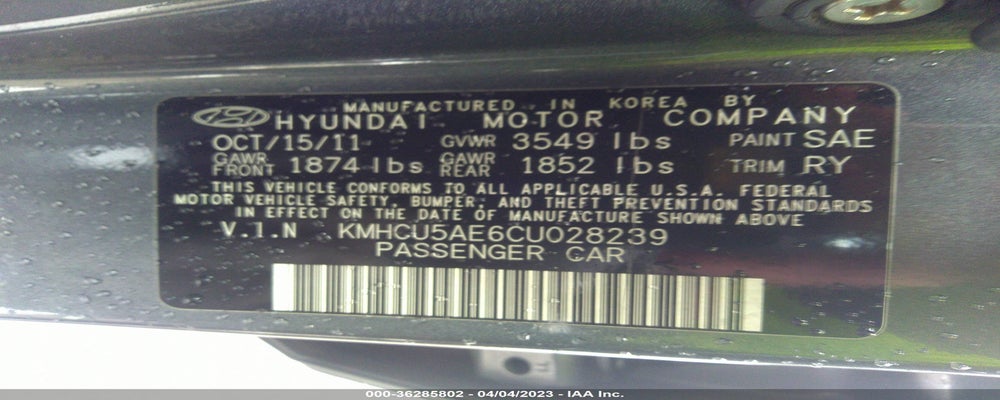 KMHCU5AE6CU028239 2012 HYUNDAI ACCENT photo no. 9