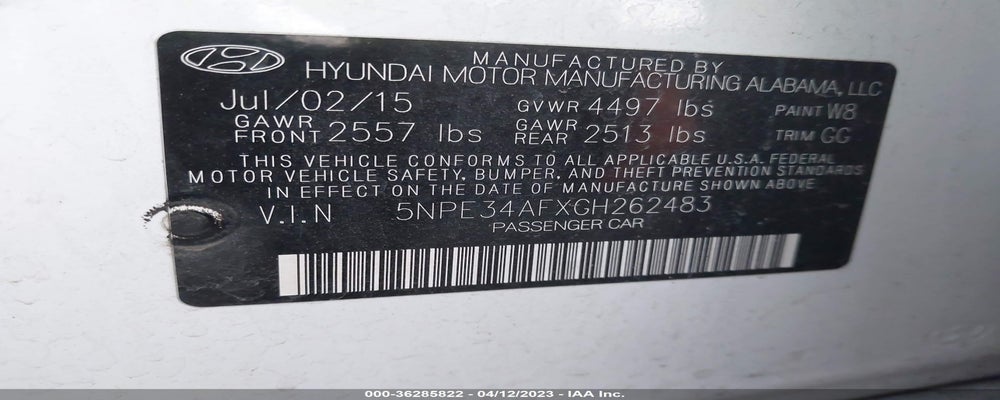 5NPE34AFXGH262483 2016 HYUNDAI SONATA photo no. 9