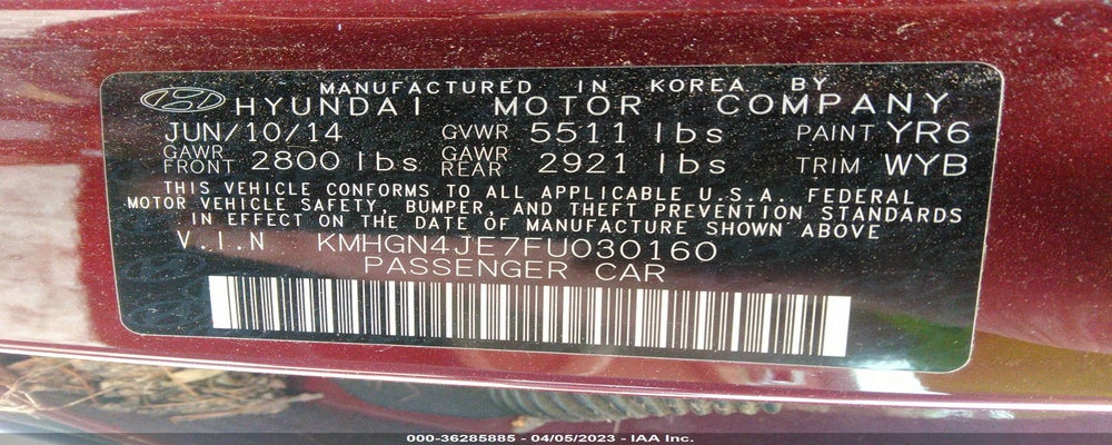 KMHGN4JE7FU030160 2015 HYUNDAI GENESIS photo no. 9