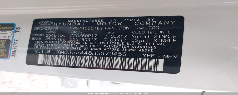 KM8J33A48HU379456 2017 HYUNDAI TUCSON photo no. 9