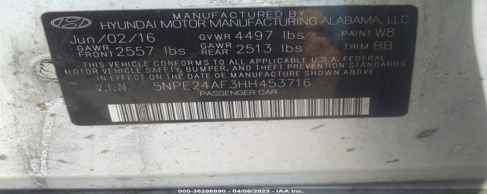 5NPE24AF3HH453716 2017 HYUNDAI SONATA photo no. 9