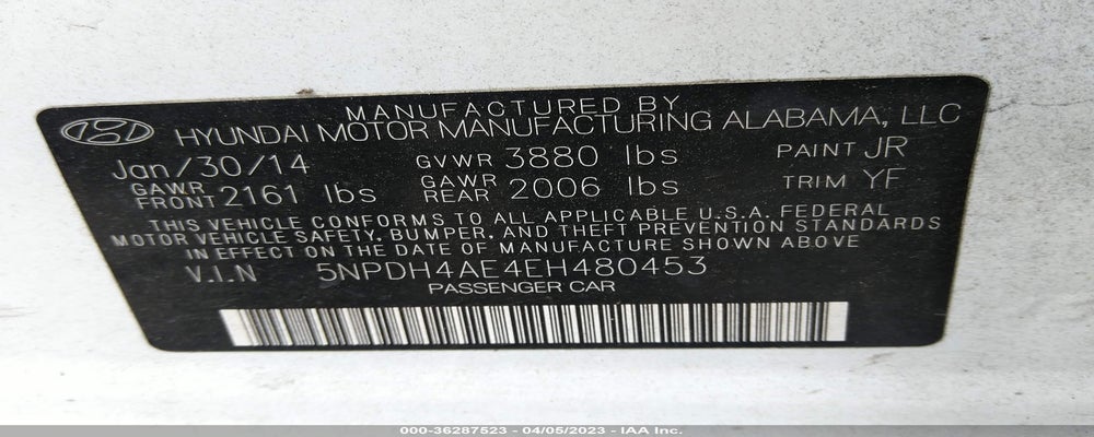 5NPDH4AE4EH480453 2014 HYUNDAI ELANTRA photo no. 9