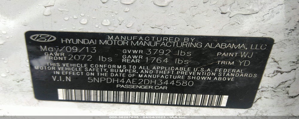 5NPDH4AE2DH344580 2013 HYUNDAI ELANTRA photo no. 9