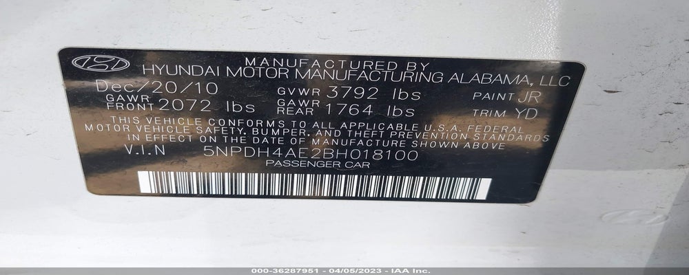 5NPDH4AE2BH018100 2011 HYUNDAI ELANTRA photo no. 9