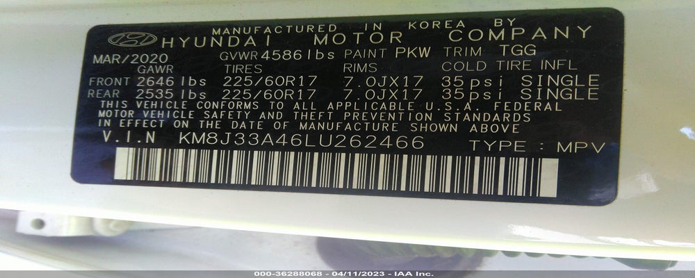 KM8J33A46LU262466 2020 HYUNDAI TUCSON photo no. 9
