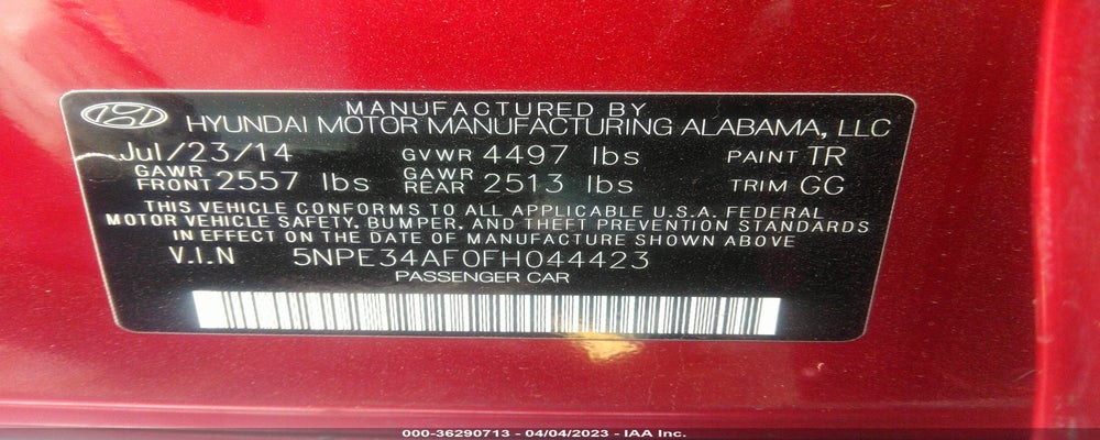 5NPE34AF0FH044423 2015 HYUNDAI SONATA photo no. 9