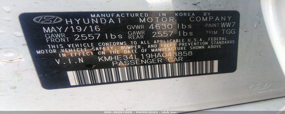 KMHE34L19HA043858 2017 HYUNDAI SONATA HYBRID photo no. 9