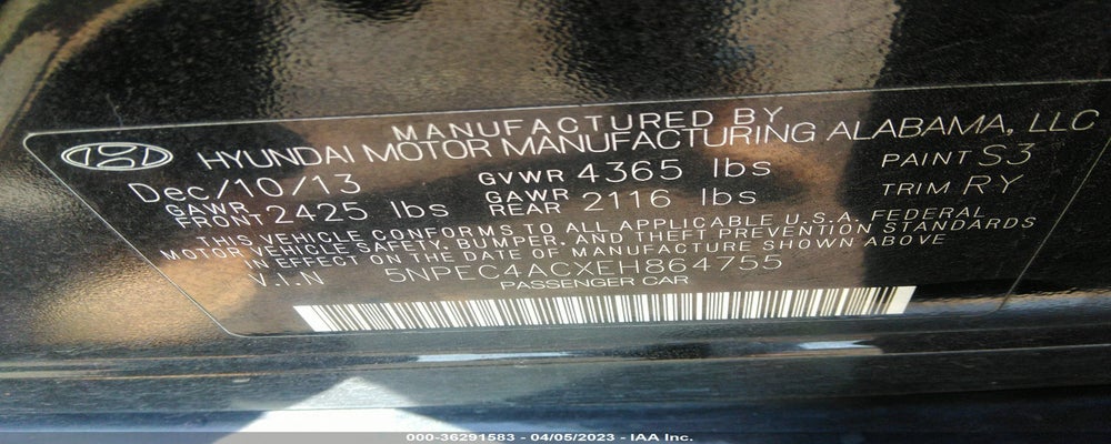 5NPEC4ACXEH864755 2014 HYUNDAI SONATA photo no. 9