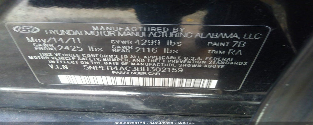 5NPEB4AC3BH302159 2011 HYUNDAI SONATA photo no. 9
