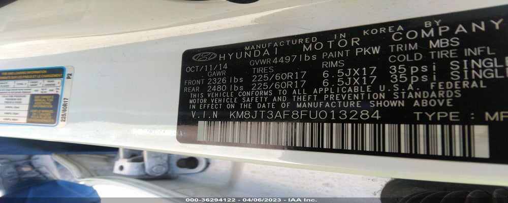 KM8JT3AF8FU013284 2015 HYUNDAI TUCSON photo no. 9