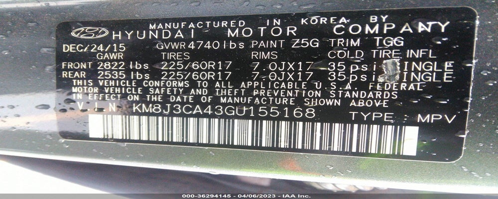 KM8J3CA43GU155168 2016 HYUNDAI TUCSON photo no. 9
