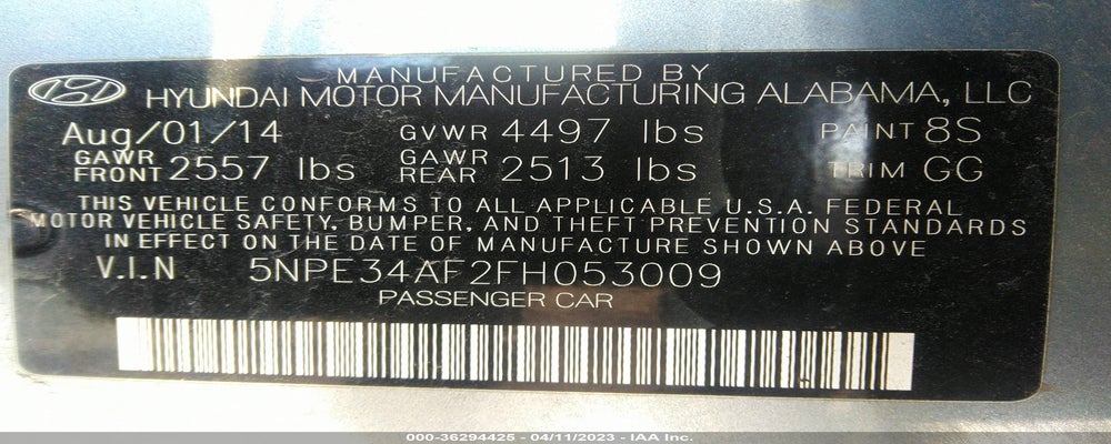 5NPE34AF2FH053009 2015 HYUNDAI SONATA photo no. 9