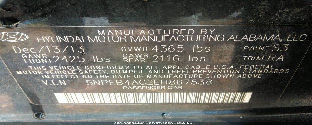 5NPEB4AC2EH867538 2014 HYUNDAI SONATA photo no. 9