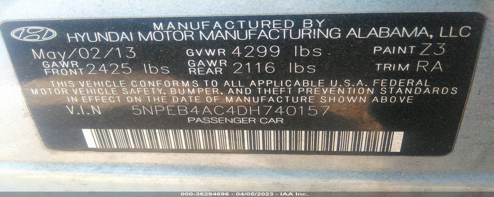 5NPEB4AC4DH740157 2013 HYUNDAI SONATA photo no. 9