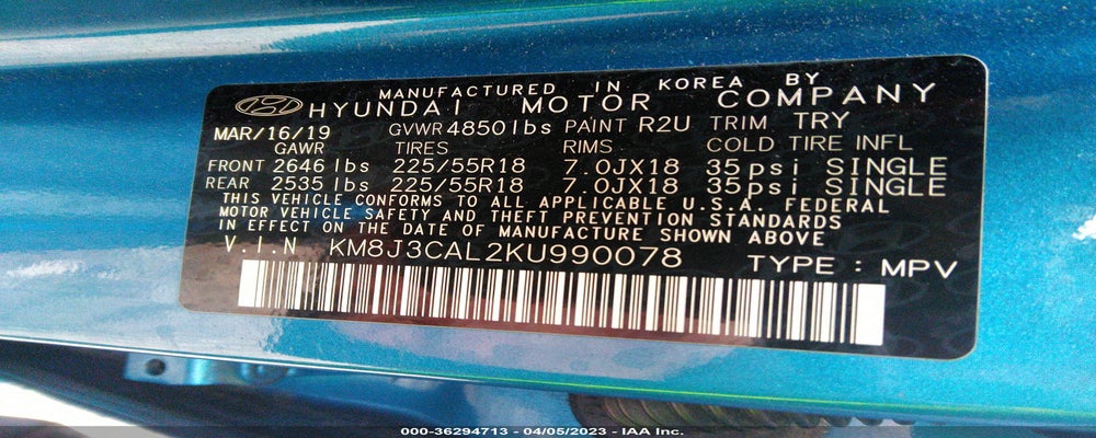 KM8J3CAL2KU990078 2019 HYUNDAI TUCSON photo no. 9
