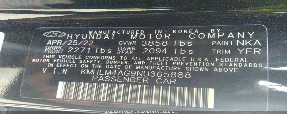 KMHLM4AG9NU365888 2022 HYUNDAI ELANTRA photo no. 9