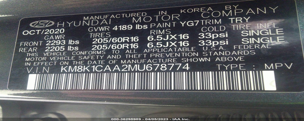 KM8K1CAA2MU678774 2021 HYUNDAI KONA photo no. 9