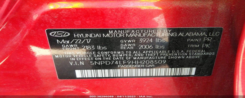 5NPD74LF9HH208509 2017 HYUNDAI ELANTRA photo no. 9