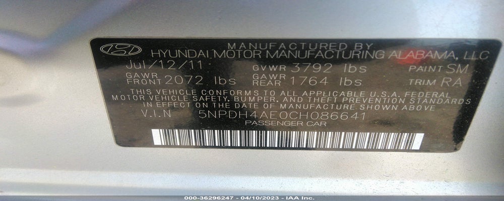 5NPDH4AE0CH086641 2012 HYUNDAI ELANTRA photo no. 9