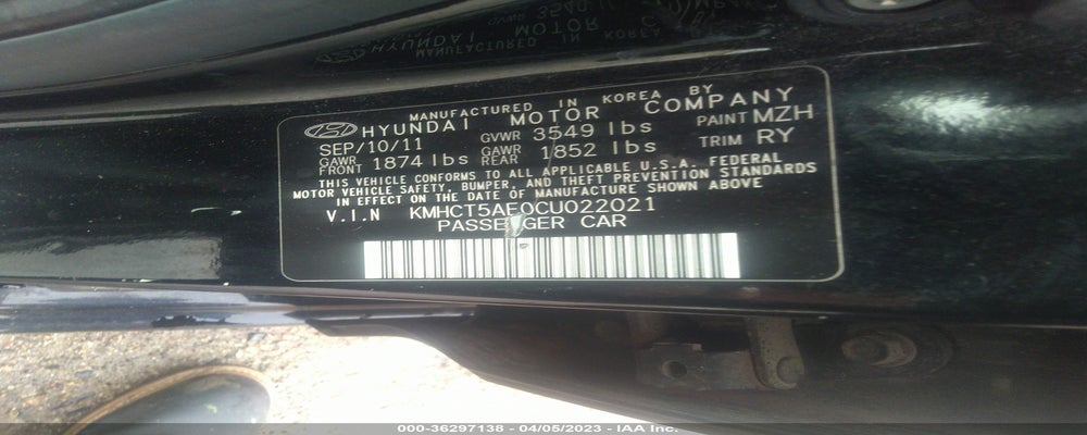 KMHCT5AE0CU022021 2012 HYUNDAI ACCENT photo no. 9