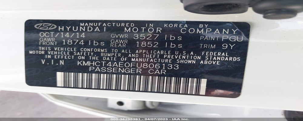KMHCT4AE0FU806133 2015 HYUNDAI ACCENT photo no. 9