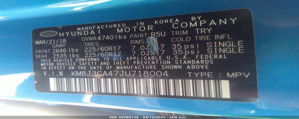 KM8J3CA47JU718004 2018 HYUNDAI TUCSON photo no. 9