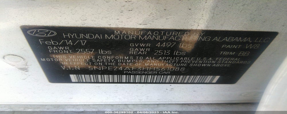 5NPE24AF3HH561088 2017 HYUNDAI SONATA photo no. 9