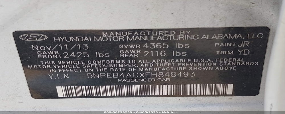 5NPEB4ACXEH848493 2014 HYUNDAI SONATA photo no. 9