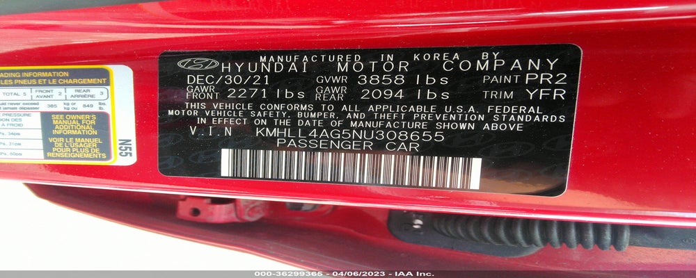 KMHLL4AG5NU308655 2022 HYUNDAI ELANTRA photo no. 9