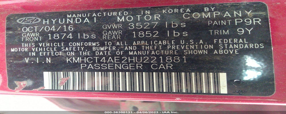 KMHCT4AE2HU221881 2017 HYUNDAI ACCENT photo no. 9
