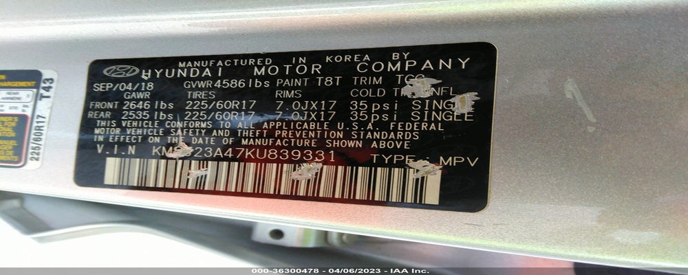 KM8J23A47KU839331 2019 HYUNDAI TUCSON photo no. 9