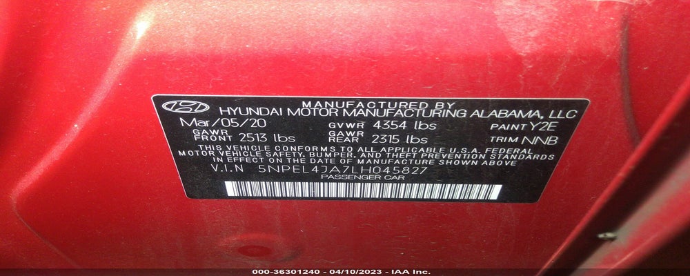 5NPEL4JA7LH045827 2020 HYUNDAI SONATA photo no. 9