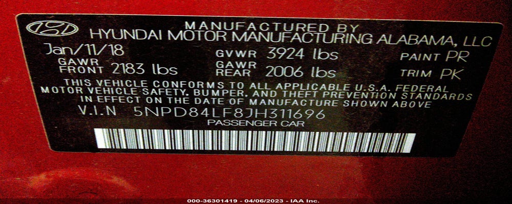 5NPD84LF8JH311696 2018 HYUNDAI ELANTRA photo no. 9