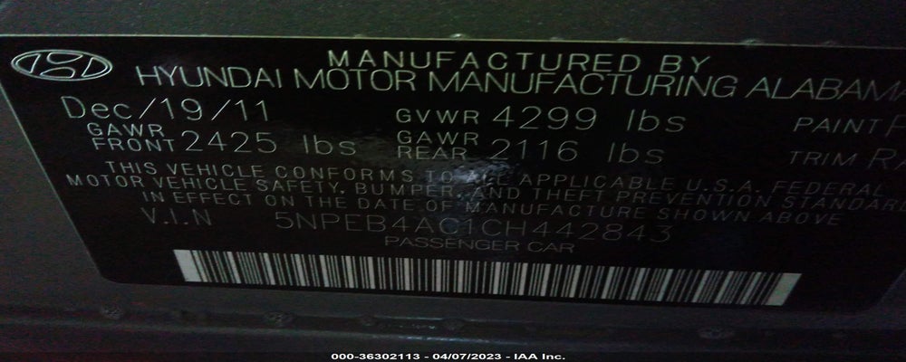 5NPEB4AC1CH442843 2012 HYUNDAI SONATA photo no. 9