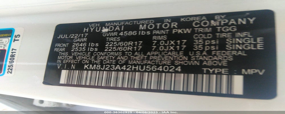 KM8J23A42HU564024 2017 HYUNDAI TUCSON photo no. 9