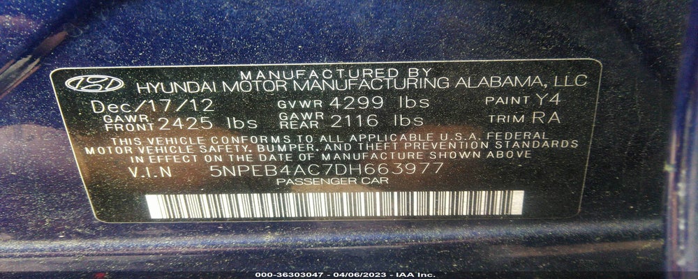 5NPEB4AC7DH663977 2013 HYUNDAI SONATA photo no. 9