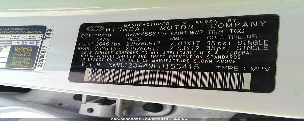KM8J23A49LU155415 2020 HYUNDAI TUCSON photo no. 9