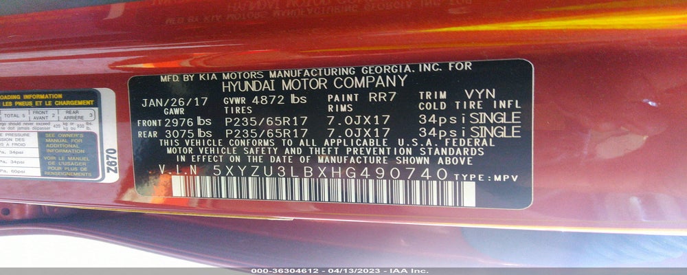 5XYZU3LBXHG490740 2017 HYUNDAI SANTA FE SPORT photo no. 9