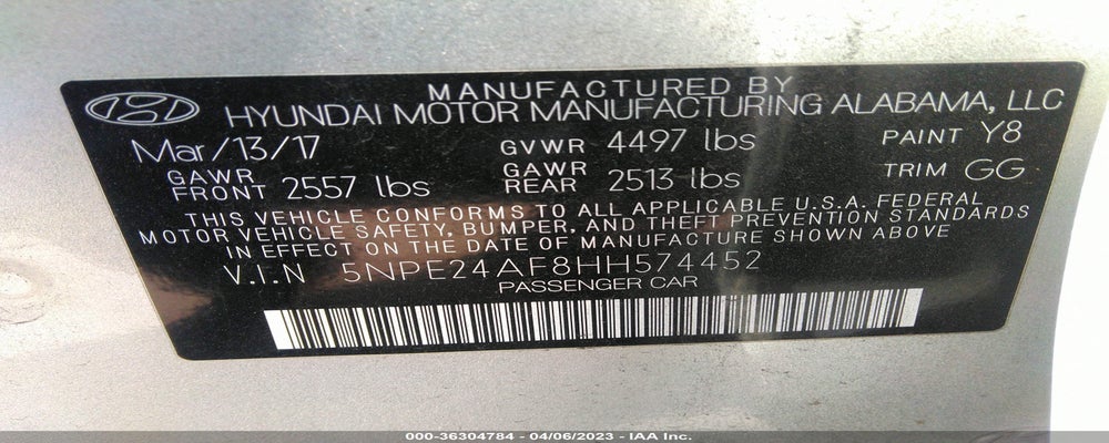 5NPE24AF8HH574452 2017 HYUNDAI SONATA photo no. 9