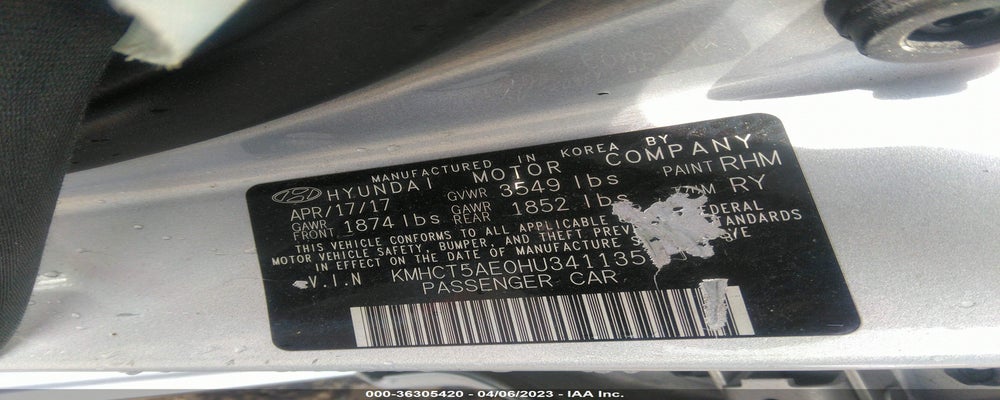 KMHCT5AE0HU341135 2017 HYUNDAI ACCENT photo no. 9