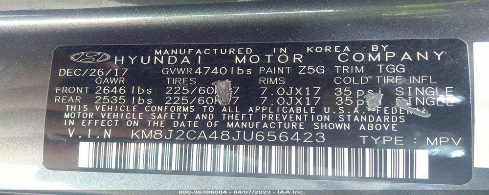 KM8J2CA48JU656423 2018 HYUNDAI TUCSON photo no. 9